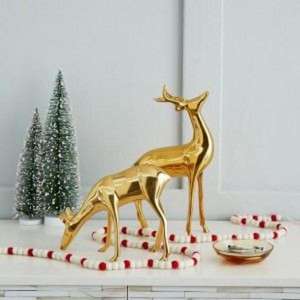 Figura sentada y de pie, escultura de Reno sólido, modelos decorativos, artes de Reno de aluminio chapado en oro para regalos de recuerdo - Product Image 3