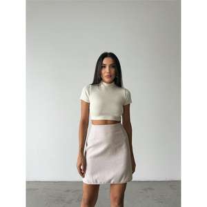 Jupe courte en cachemire douce et confortable en tissu Stone - Product Image 1
