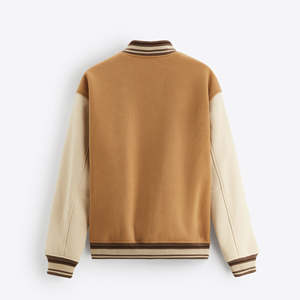 Wholesale Men's Varsity Letterman Bomber Jacket with Cotton Sleeves Stand Collar Winter Custom OEM ODM College Jacket <b>Maker</b> - Product Image 2