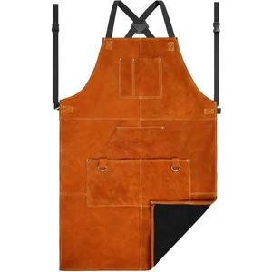 Delantal de trabajo resistente al fuego para soldadura, corte y aplicaciones industriales, diseñado en cuero vacuno. - Product Image 3