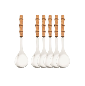 Cuillère en acier inoxydable à tendance de luxe classique excellente poignée en bambou hôtel maison ustensiles de cuisine artisanat utilisé - Product Image 5