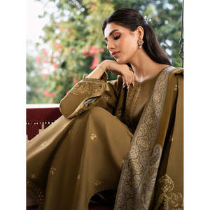 Chemise en Chiffon Brodé IZEL-3PC avec Châle Imprimé Courtrai et Pantalon - BIC-4376 - Product Image 2
