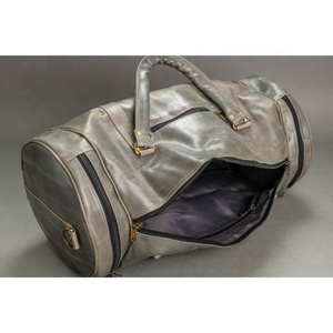 Hot Unisex Travel <b>Duffel</b> <b>Bag</b> High Quality Genuine Leather Fashionable Geometric Zipper Hot Selling Unisex Leather Duffle <b>Bag</b> - Product Image 3