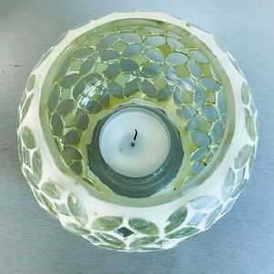 Portavelas de Vidrio de Lujo con Mosaico para Año Nuevo, Decorado con Cristal Transparente, para Velas Votivas, Decoración Navideña - Product Image 1