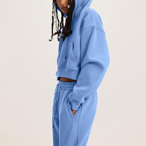 OEM Custom Women's Two-Piece Set Breathable Full Zip Tracksuit with Embroidered Logo and Private Label Solid <b>Pattern</b> Apparel - Product Image 2