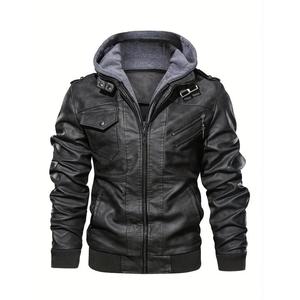 Veste en cuir pour homme, cuir souple, col décontracté, style coréen tendance, printemps automne, veste hybride en simili cuir tendance - Product Image 1