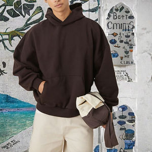 Sweat à capuche en molleton tricoté polyester/coton Ville Sports, de haute qualité, épais, style basique oversize, décontracté - Product Image 2