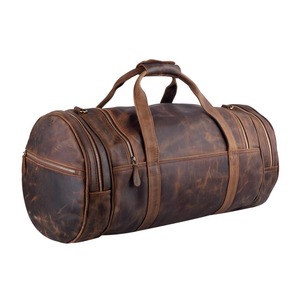 Sac à bagages de voyage vintage pour hommes en cuir véritable sacs de sport pour voyages d'affaires - Product Image 1