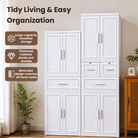 Armoire de rangement en plastique de 58 cm de large, double porte, organisateur de placard, unité de rangement multi-niveaux pour vêtements