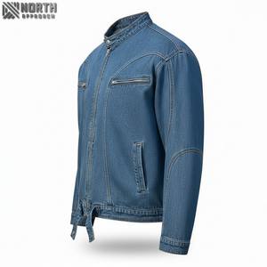 Chaqueta vaquera Vintage Unisex personalizada para hombre, abrigo de invierno de lona con cuello levantado, cierre de cremallera, estilo Hip Hop lavado - Product Image 6