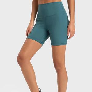 Pantalones cortos de motorista de cintura alta para mujer con logotipo personalizado, pantalones cortos de punto de LICRA de compresión para entrenamiento, gimnasio, yoga, correr - Product Image 5