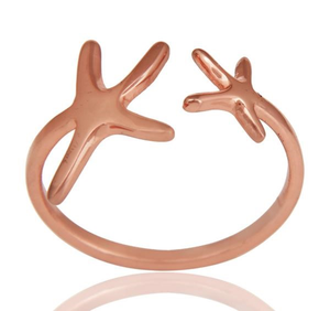 Celestial Starfish Twin Star Ring Latón Chapado en oro - Product Image 1