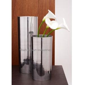 Vase à fleurs en métal fini argent brillant nouveauté pour la maison salon vase à fleurs fait main décoratif de table - Product Image 3
