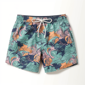 Short de plage de sport actif 2 en 1 pour homme Maillot de bain solide en coton Doublure de compression intérieure résistante à l'eau Activités de plein air - Product Image 2