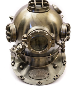 Décoration murale : Casque de plongée avec base en bois, qualité supérieure, casque de plongée sous-marine antique, qualité très premium - Product Image 1