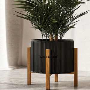 Maceta de forma redonda para decoración del hogar de diseño moderno, macetas de Metal negro de la más alta calidad para el hogar, jardín, macetas para interiores y exteriores - Product Image 2