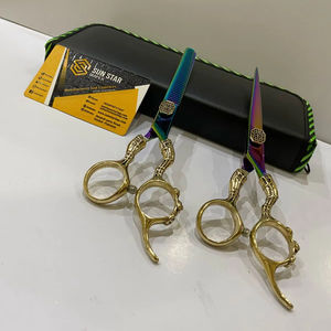 Ciseaux de coiffure en acier inoxydable PURE 440C multi-purs avec pointe de lame tranchante et poignée de dragon et pochette en cuir PU nouveauté - Product Image 2