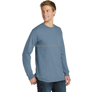Chemises Henley à manches longues pour hommes, T-shirt décontracté à col rond, hauts boutonnés, en coton, chemise classique basique avec poche et lettres - Product Image 2