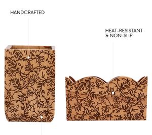 Gul Ensemble de couverts et porte-serviettes en bois de Sesham et hêtre Porte-ustensiles en bois de manguier Porte-couverts de comptoir - Product Image 6