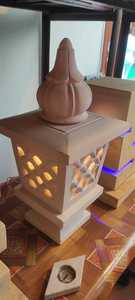 Lampe de table en pierre artisanale indienne moderne Décoration unique pour la maison et l'hôtel LED Alimentation CC 24V Abat-jour jaune Lumière blanc chaud Salon - Product Image 4