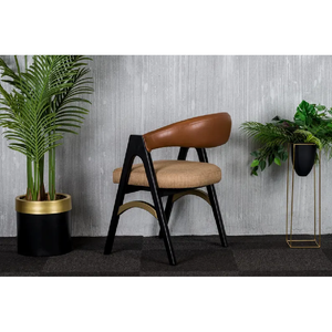 Ergonomic Modern Wooden <b>Chair</b> with Fabric and <b>Faux</b> <b>Leather</b> Touch for Home Office and Living Room - Product Image 3
