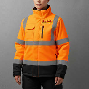 Chaqueta de Seguridad para Hombre de Dos Tonos, Impermeable, con Cinta Reflectante de Poliéster de Alta Visibilidad ANSI Clase 2, con Luz LED Intermitente, Hecha a Medida - Product Image 4