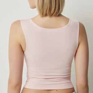 Camiseta sin mangas de color sólido recortada con cuello cuadrado para mujer, informal, básica, 8 opciones de color - Product Image 2