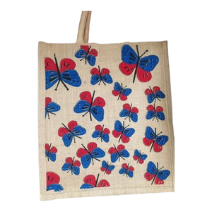 Sacs cadeaux d'épicerie en jute de haute qualité poignée en corde dos laminé impression de logo personnalisé taille moyenne options multicolores brutes - Product Image 5