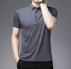 Polo de Golf de cuello alto de manga corta para hombre de alta calidad, tela estampada para deportes, trabajo informal, venta directa de fábrica al por mayor - Product Image 3