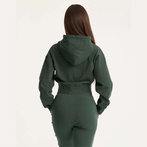 Vente en gros Ensemble côtelé hiver sans couture pour femmes Col rond façonnage manches longues taille haute fesses levage Leggings haut court costume - Product Image 5