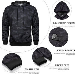 Mens Hooded Sweatshirt Casual Long Sleeve Drawstring Print Pullover Hoodies. - Product Image 3