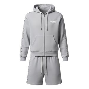 Conjunto de Sudadera con Capucha y Pantalones Cortos Extra Grandes de Algodón 100% con Logotipo Personalizado, Sudadera con Capucha y Pantalones Cortos de Felpa Francesa para Hombre, Traje Deportivo 2026 - Product Image 1