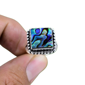 925 Plata estampada mejor calidad diseñador anillo 925 plata esterlina hecha a mano piedra preciosa abulón Shell Spinner anillo de regalo de boda - Product Image 1