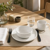 Service de vaisselle en céramique blanche 6 pièces avec ustensiles, assiettes et bols de couleur unie pour la maison, l'hôtel et le restaurant