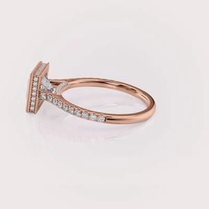 Anillo de Compromiso Personalizado con Diamante Cultivado en Laboratorio, Corte Princesa, en Oro Amarillo/Rosa/Blanco de 9K, Engaste en Bisel, Bañado en Rodio, Certificado IGI - Product Image 3