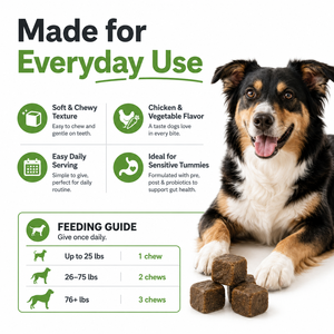 Suplemento Digestivo para Perros OEM, 1000 Unidades, Prebiótico <span class=keywords><strong>y</strong></span> Postbiótico, Masticables Suaves para Estómago Sensible, Marca Privada, Venta al Por Mayor - Product Image 5