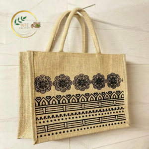 Nouveau style sac à main en chanvre à impression personnalisée écologique sac de plage en jute avec poignées en cuir pour l'exportation dans le monde entier - Product Image 2