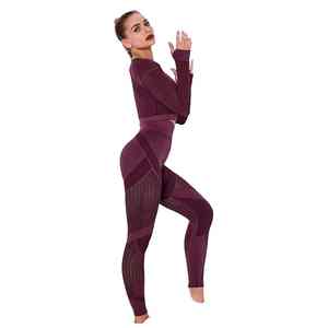 Ensemble de yoga pour femmes, nouvelle tendance, nouvelle arrivée, sans couture, 2 pièces, taille plus, design taille mi-haute, avec logo personnalisé pour la salle de sport et le yoga - Product Image 5