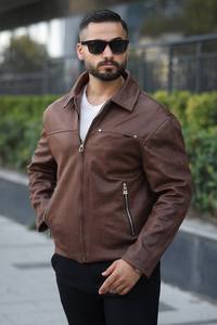 Vêtements d'extérieur décontractés à manches longues zippés kaki d'hiver pour hommes veste Streetwear à col en velours côtelé avec décoration à boutons tissu chaud - Product Image 2