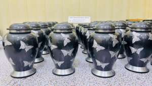 Urna Funeraria Grande de Aluminio Estilo Americano para Cenizas de Adultos, 10 Pulgadas, 220 Pulgadas Cúbicas de Capacidad, Hecha a Mano, Color Blanco Perla, Personalizable - Product Image 2