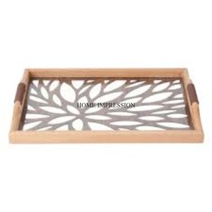 Suministro directo de fábrica Corte por láser más elegante Diseñador único Aspecto llamativo Juego de 2 bandejas de madera para servir en restaurantes y hoteles - Product Image 2