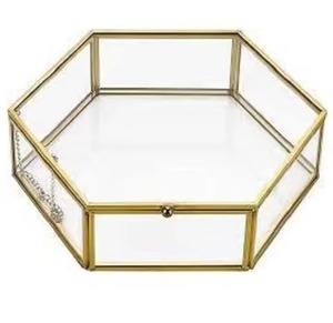 Modern Luxurious <b>Crystal</b> <b>Glass</b> Jewelry Trinket Box with Floral Metal <b>Cut</b> Design Functional Brass Storage Decor - Product Image 6