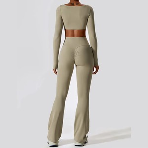 Ensemble de leggings de yoga pour femmes, respirant, tricoté, taille mi-haute, vêtements de sport pour la salle de sport, entraînement - Product Image 2