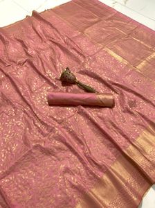 Handloom-Saree tejido de seda muy suave, con borde de hilo dorado rico liso, trabajo completo, Festival tradicional - Product Image 3