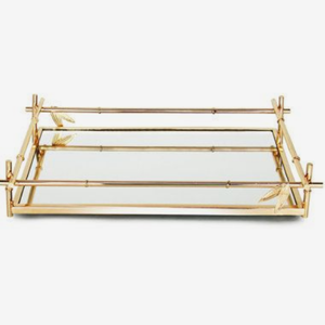 Plateaux de Noël argentés Nouveau plateau miroir en métal avec design décoratif en verre Plateaux de service uniques Noël - Product Image 2