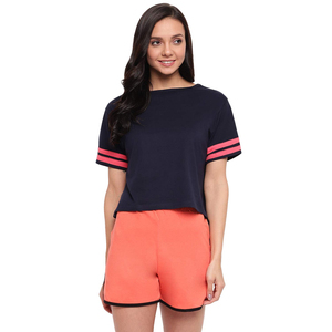 Camiseta informal de verano de manga corta con cuello redondo, conjunto de pantalones cortos, camisetas activas con estampado de logotipo personalizado para mujeres y hombres, técnicas lavadas - Product Image 1