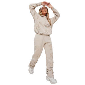 ชุดเสื้อฮู้ดและกางเกงวอร์มลำลอง2ชิ้นผ้าฟลีซฟอกสีวินเทจแนววินเทจสำหรับฤดูหนาวในราคา - Product Image 1