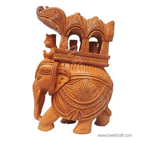 Sculpture d'art indien traditionnel d'éléphant d'Ambari en bois sculptée à la main avec des détails complexes Figurine d'éléphant royal maison - Product Image 5