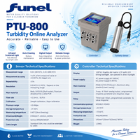 Analyseur de turbidité numérique en ligne FUNEL PTU800 en acier inoxydable SUS316L pour eau de mer, capteur RS485 Modbus, 0,01-4000 NTU, précision 5%