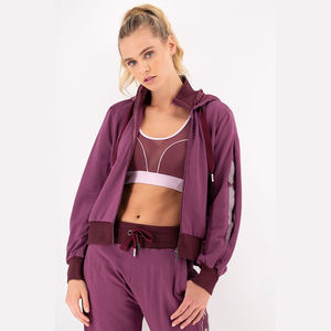 Haute qualité femmes tissé à capuche veste décontracté fermeture éclair sweat respirant entraînement Streetwear hiver Badge 100% coton - Product Image 2